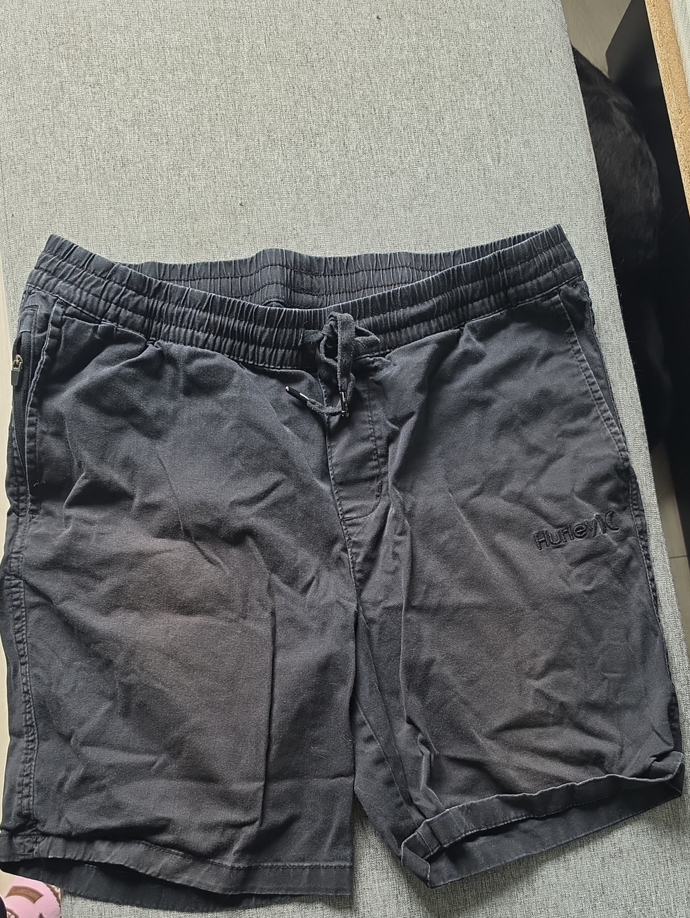 Hurleyx Men's Black Elastic Waist Casual Athletic Shorts